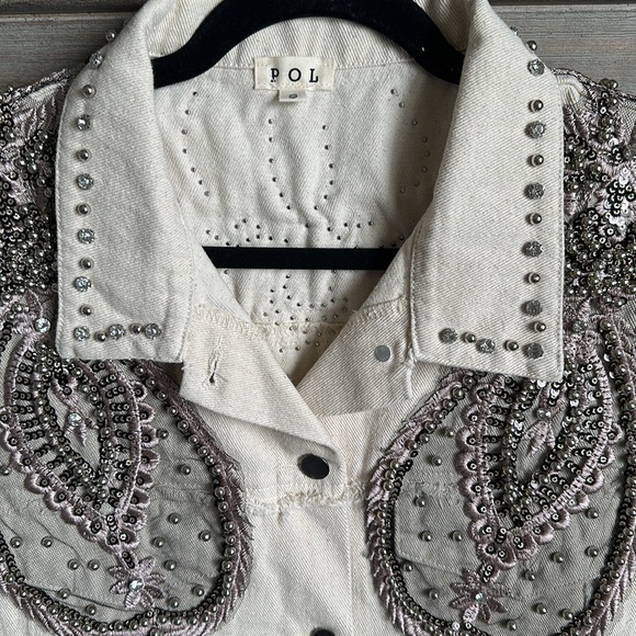 POL BEDAZZLED DENIM VEST - Picture 2 of 6